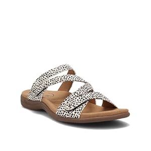 Women's White & Black Speckled Slide Sandal - Comfortable Summer Slip-On
